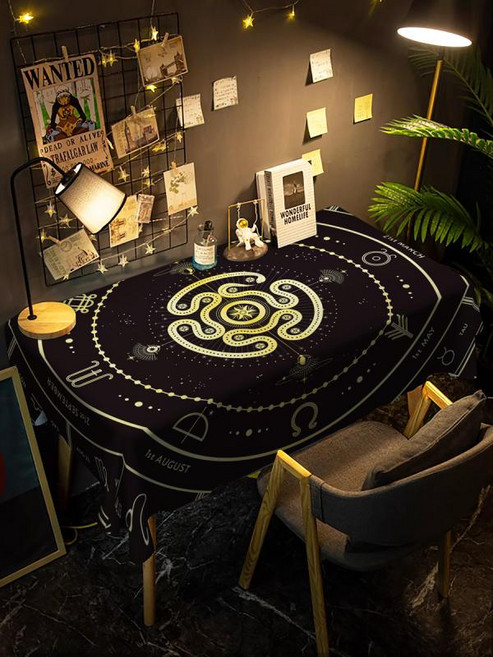 130X180 타로스프레드천 점성술 타로카드 테이블보 별자리 점괘, 80*130, 블랙 2PX, 1개