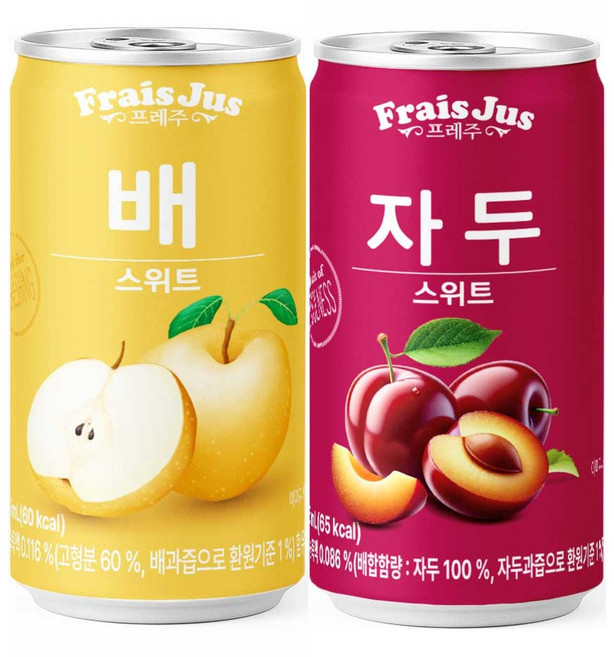 일화 프레주 2종캔음료 (배+자두) 스위트, 60개, 175ml
