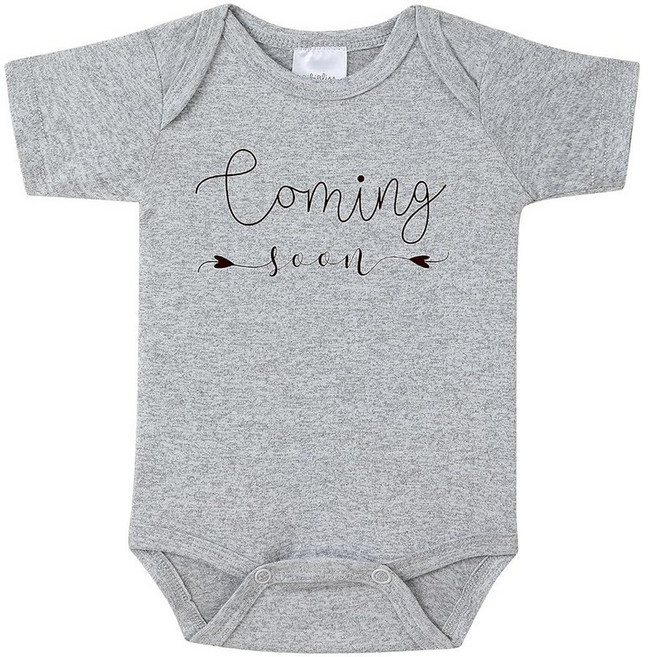 BIBIBLISSBABY Baby Coming Soon 임신 발표 유아용 바디수트 조부모를 위한 새로운 선물 Taro 0-3개월 227901, Mix Grey