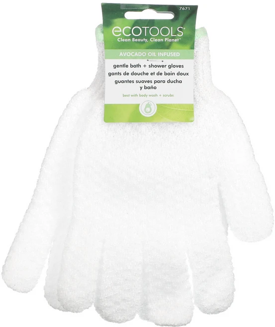 EcoTools 부드러운 목욕 및 샤워 장갑 아보카도 오일 함유 1쌍 2팩 - 쿠팡