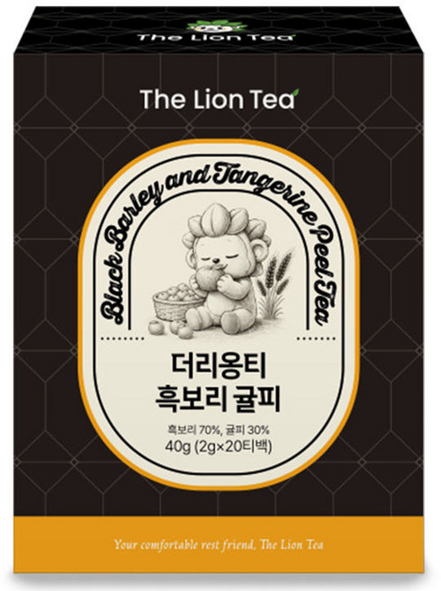 더리옹티 국내산 대용량 무카페인 블랙보리 귤피 진피 티백, 1개, 20개입, 2g