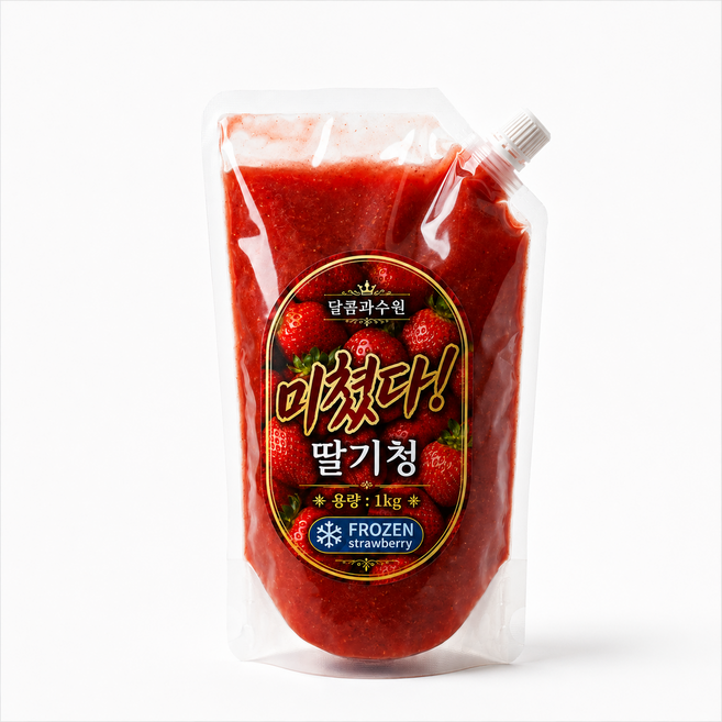 달콤과수원 미쳤다! 딸기청(냉동) 1kg 딸기라떼 에이드 토핑용, 3개, 1개입, 3kg