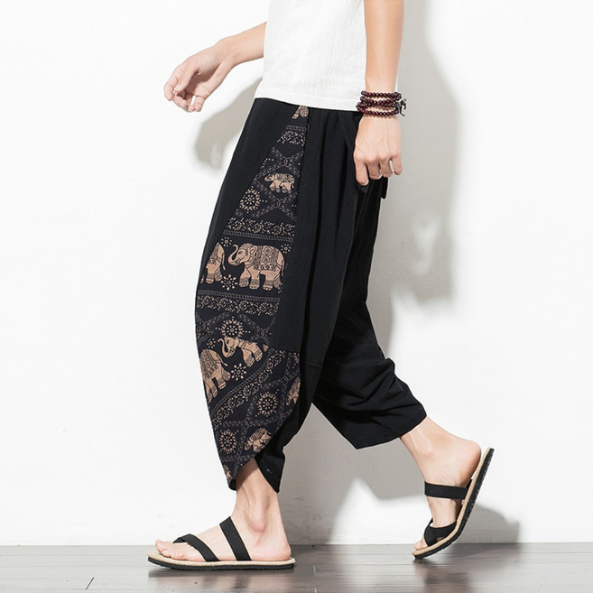 태국 여름 바지 여행 코끼리 시원한 루즈핏 빅사이즈 남성 9부
