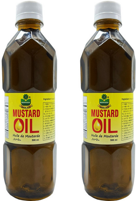 MARHABA 겨자유 Mustard Oil 겨자씨 기름 머스타드 겨자 오일, 2개, 500ml
