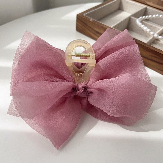 벼리부루 망사 나비 리본 16센치 빅사이즈 여성 헤어 집게핀 6color