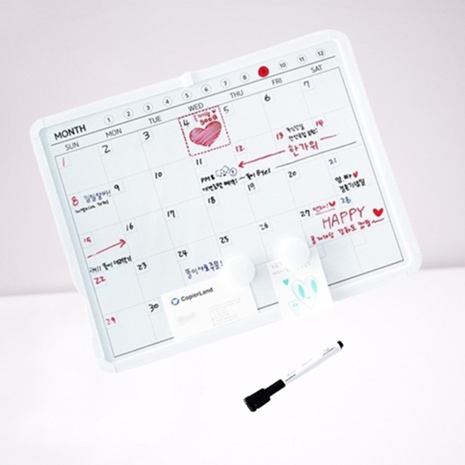 캘린더형 미니 화이트보드 자석 월중행사계획표 메모보드, 1개