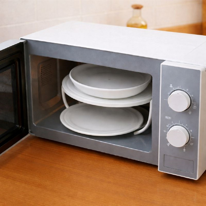 VELUNO 전자렌지용기 스팀 랙 받침대 2중트레이, 1개, 화이트