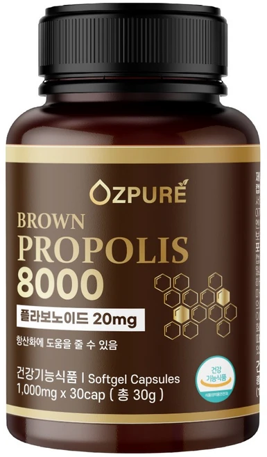 오즈퓨어 호주 브라운 프로폴리스 8000, 1개, 30정 - 쿠팡