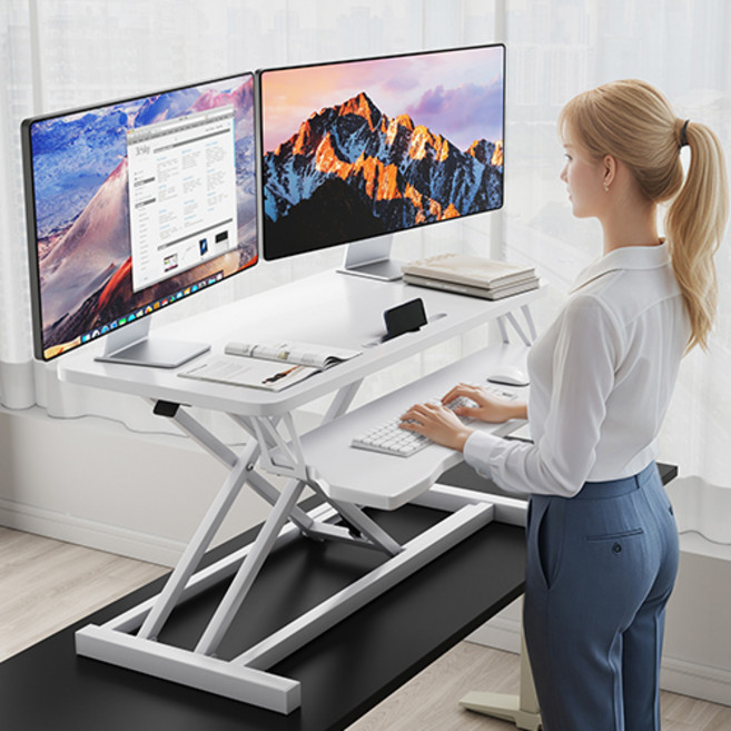 H N Quality Home 모션데스크 스탠딩책상 높이조절 14-49cm, 94cm, 화이트