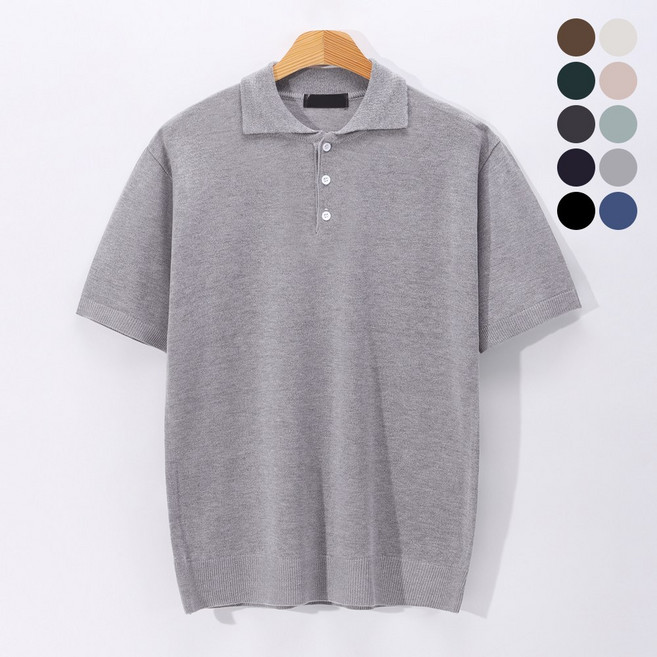 후앙스 시원한 여름니트 캐시라이크 카라넥 반팔티 OMKT-5501