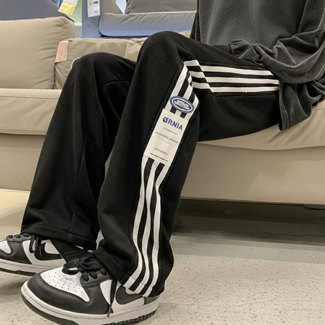 남녀공용 사이드라인 와이드핏 밴딩 트레이닝 팬츠