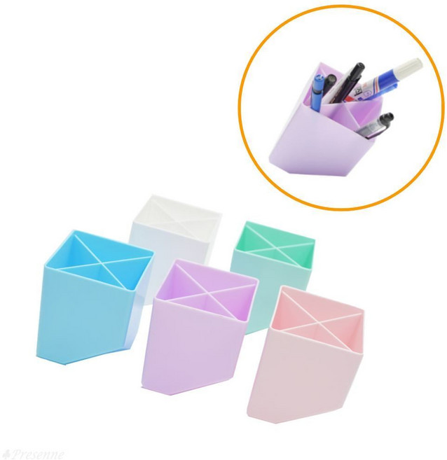 4칸 사각 플라스틱 연필꽂이 어린이집 유치원 색연필 정리함