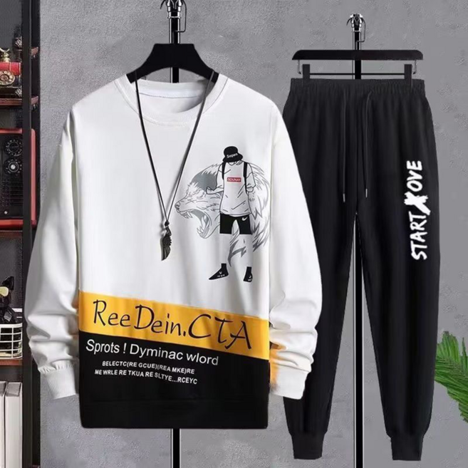 오스틱니 남성 트렌드 봄가을 캐주얼 트레이닝복 세트