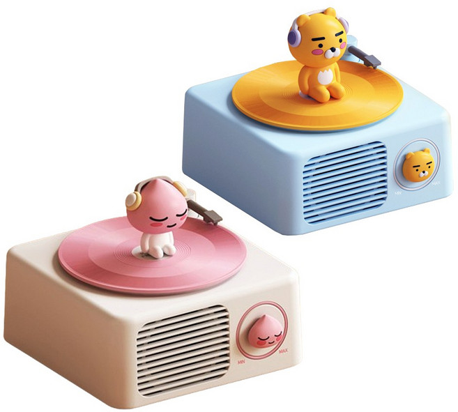 [카카오프렌즈] 캐릭터 무선 블루투스 탁상용 턴테이블 스피커, 라이언, 라이언