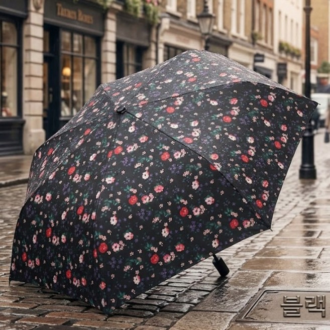 기라로쉬 프렌치 플로럴 잔꽃무늬 여성용 암막코팅 3단 우산 블랙