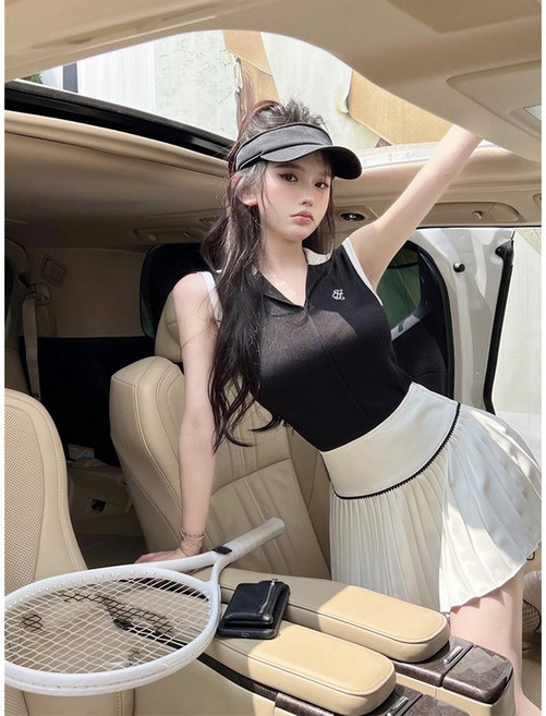 Golf Wind 高爾夫網球服裝 無袖上衣+a字裙 夏季顯瘦