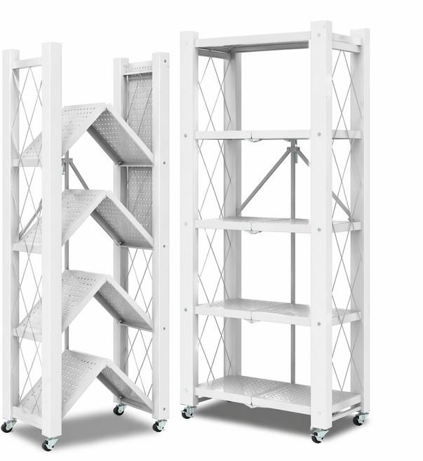 체인지업 폴딩 철제선반 2026 NEW 최신형 접이식 다용도 이동식 철제 주방 베란다 정리 수납장, 5단, 백색