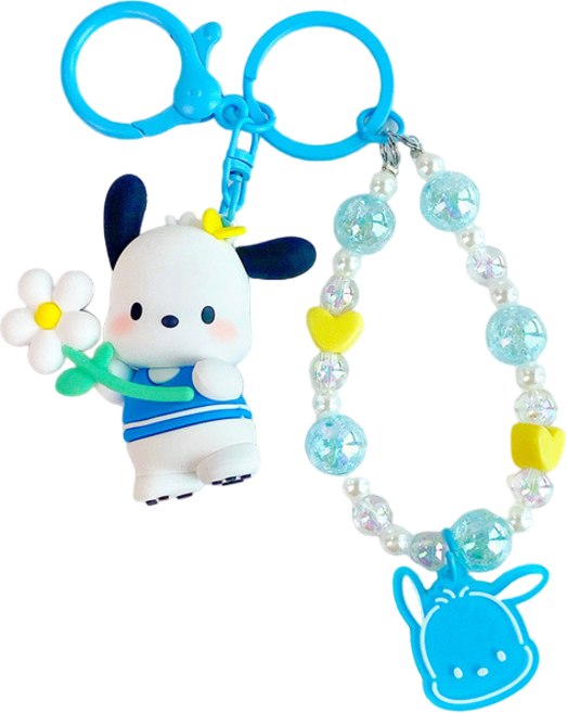 산리오 정품 플라워스토리 키링 열쇠고리, 포차코PC, 1개