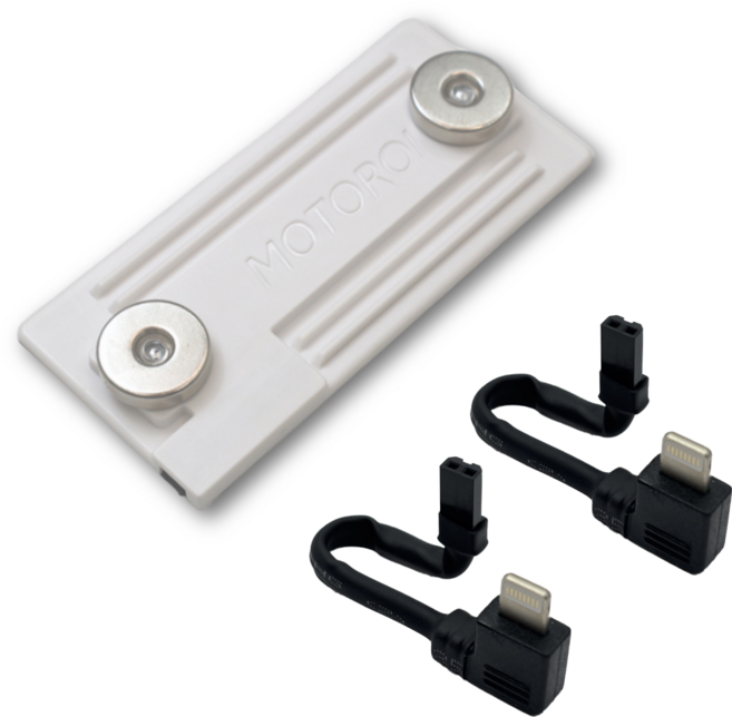 모토로이 오토바이 고속충전 배달 자석 충전패드 방탄케이블 세트, 8핀