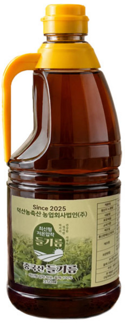 덕산농축산 국내제조 저온압착 중국산 대용량 길림성 들기름 1.8L 업소용 식당용 길림성들깨, 6개