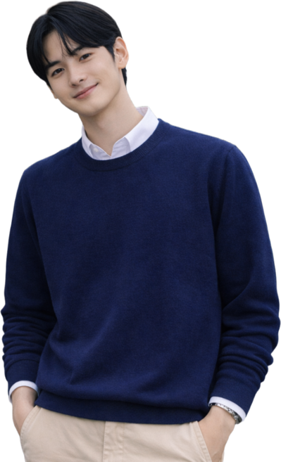 MS HOME 라운드 니트 긴팔 남성 빅사이즈