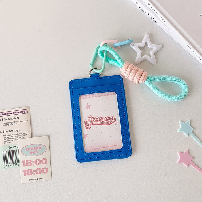 카드 키링 포토 열쇠고리 교통카드 포토카드 포카, 1개, 블루