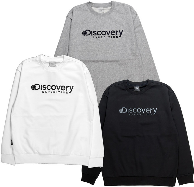 [국내매장 정품] 디스커버리 남여공용 빅로고 로건 맨투맨 트레이닝 티셔츠 스웻셔츠 세미오버핏 3종 택1+ 스포츠양말