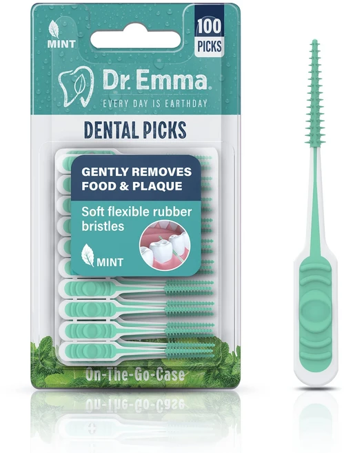 에마 박사 100/200/400개 소프트 나일론 치간칫솔 민트향 치간 브러쉬로 플라그 제거 상쾌한 숨결 & 건강한, 03 green 100 pcs