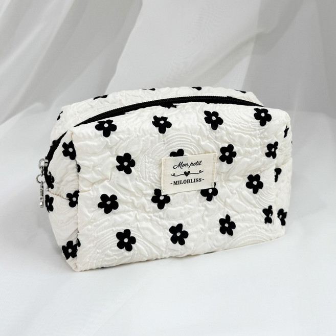 에브리테일 블랙 플라워 화장품 파우치