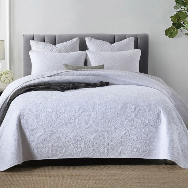 침대 전체 덮개, 화이트 라운드 플레이트