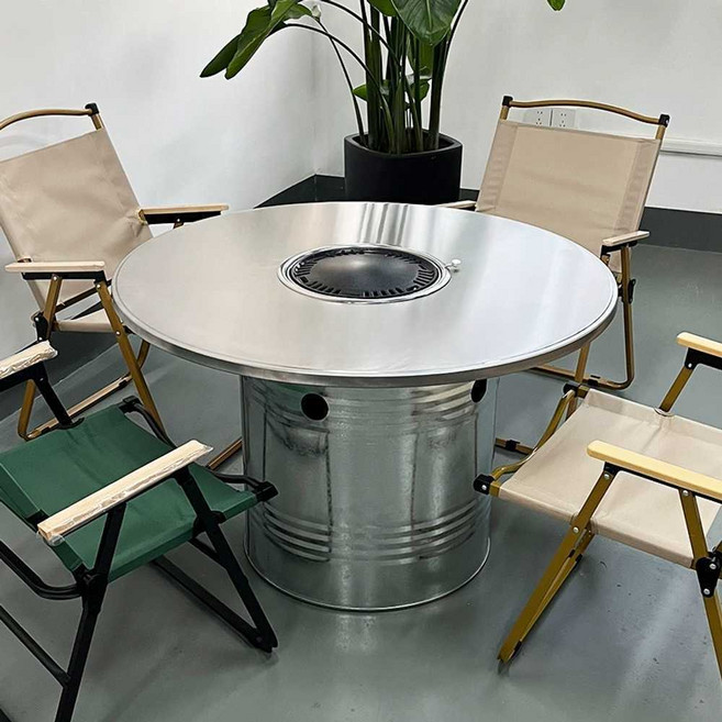 연탄 화덕 바비큐장 구이 야외 화로대 연탄구이 가정용 높이 화로, 직경 115 원형 테이블 (높이 60cm), 1개