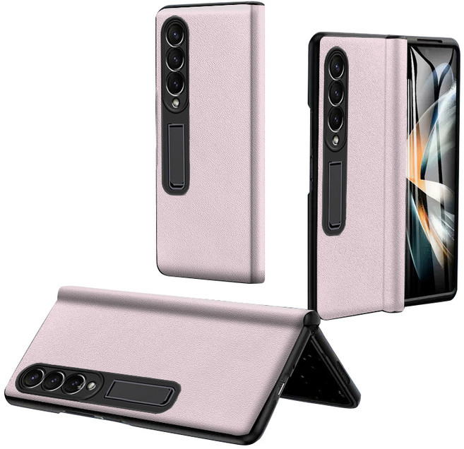 YINUO 갤럭시 Z폴드4 360도 강화유리 풀커버 비건 레더 케이스 적용