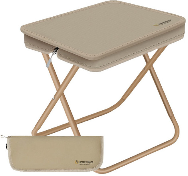 브리즈문 고탄소강 초경량 접이식 파우치형 휴대용 캠핑 의자 대형, 탄 베이지, 1개