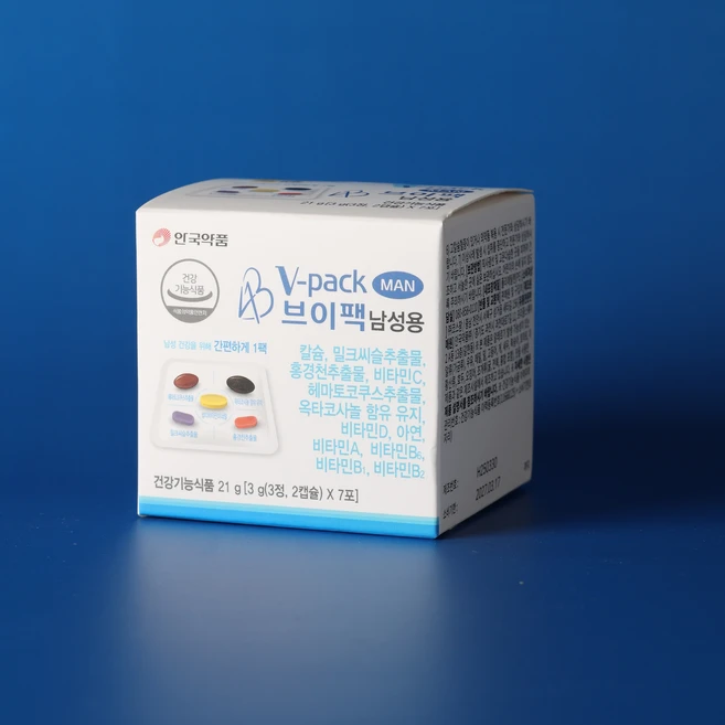 안국약품 V-pack 브이팩 남성용 종합영양제 밀크씨슬 비타민 옥타코사놀(5정 X 7포), 3개, 35정 - 쿠팡