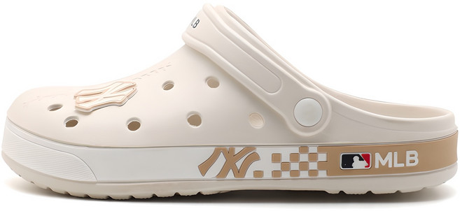 MLB 紐約洋基隊格紋洞洞鞋, 250mm, 象牙白