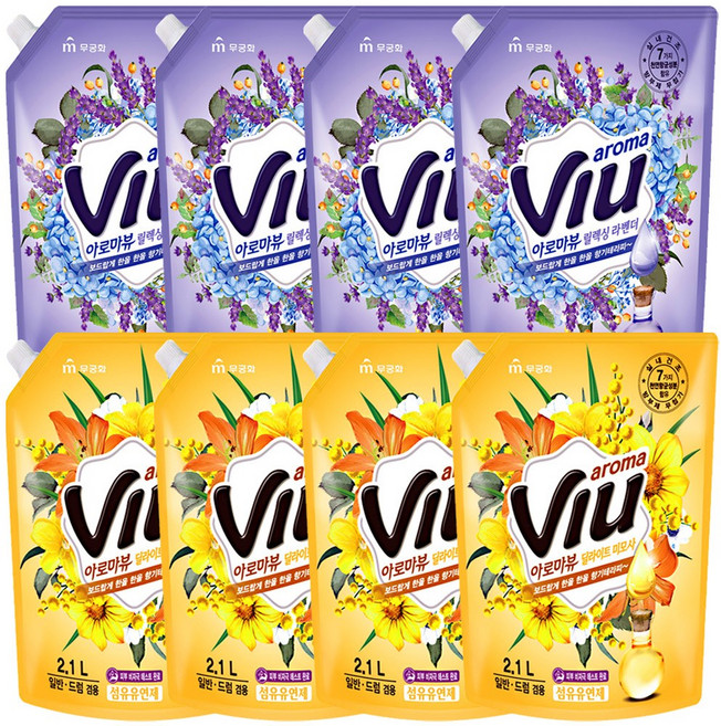 무궁화 아로마뷰 섬유유연제 2100ml 라벤더4+미모사4, 1세트, 2.1L