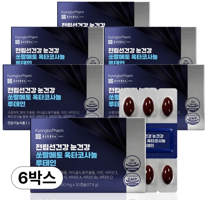 종근당홀딩스 경보제약 전립선건강 눈건강 쏘팔메토 옥타코사놀 루테인, 6개, 30정 - 쿠팡