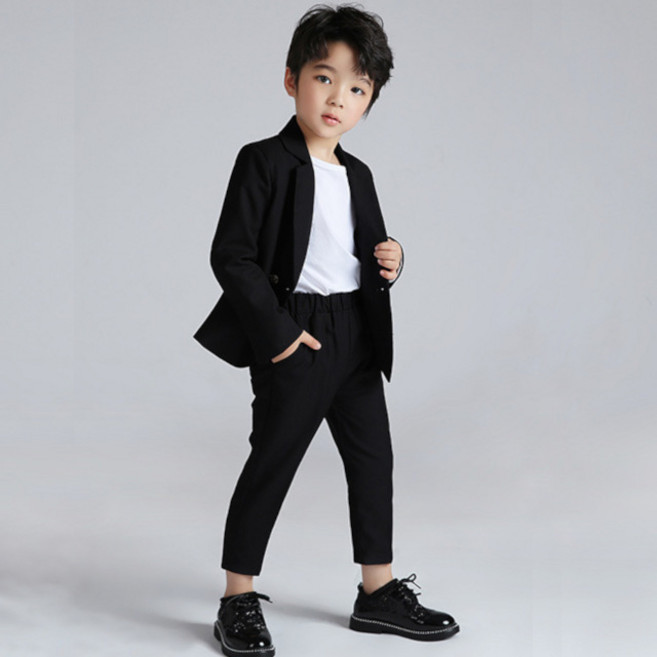 루나버블 더블 블랙 투피스 자켓+바지 정장 세트 13호 아동 남아 어린이 키즈 초등학생 결혼식 행사 양복