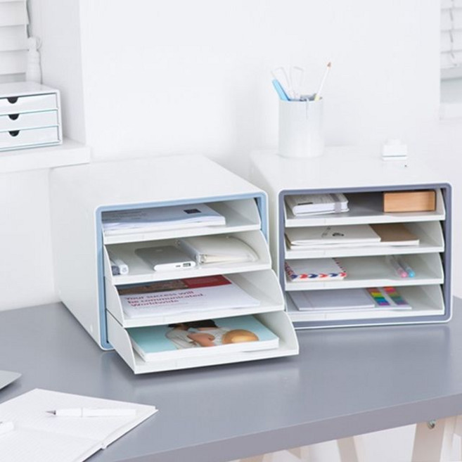 [시스맥스] 디럭스 오픈형 서류함 4단, 옐로우, 상세페이지 참조