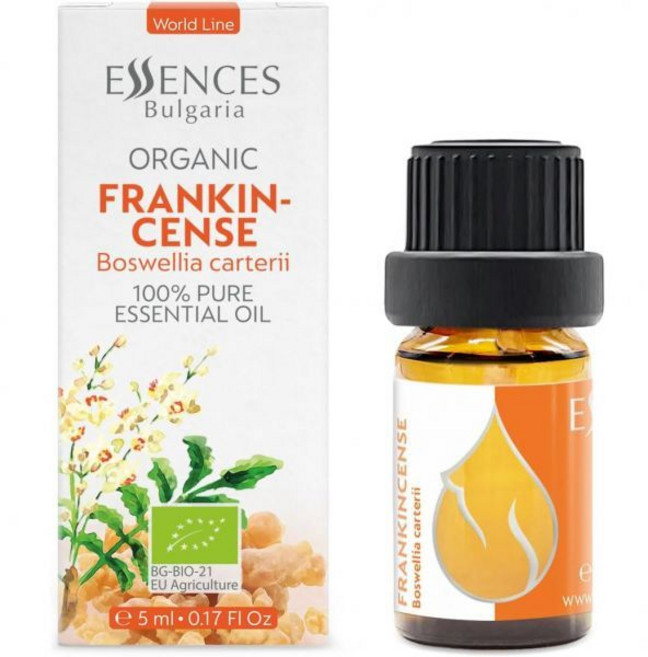 아로마테라피 프리미엄 에센스 불가리아 유향 에센셜 오일 0.17 플로리드 온스(5ml) 보스웰리아 카터리 100% 자연 원액 용 등급 디퓨저 또 공기청정기용 바디 마사지, Frankincense