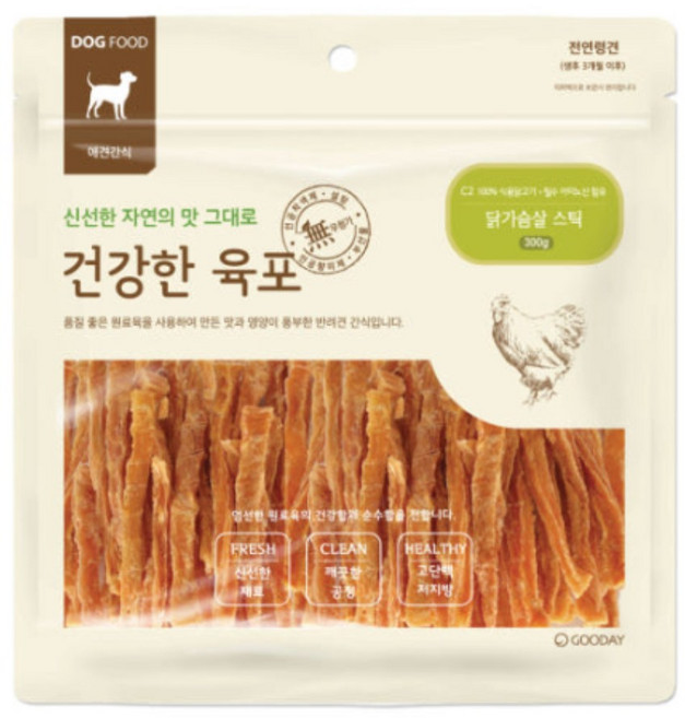 굿데이 반려견용 건강한 육포, 300g, 1개, 닭가슴살 스틱
