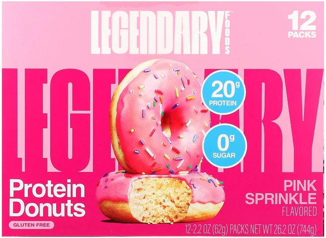 Legendary Foods Protein Donuts Pink Sprinkle 12 Packs 2.2 oz (62 g) Each - 쿠팡