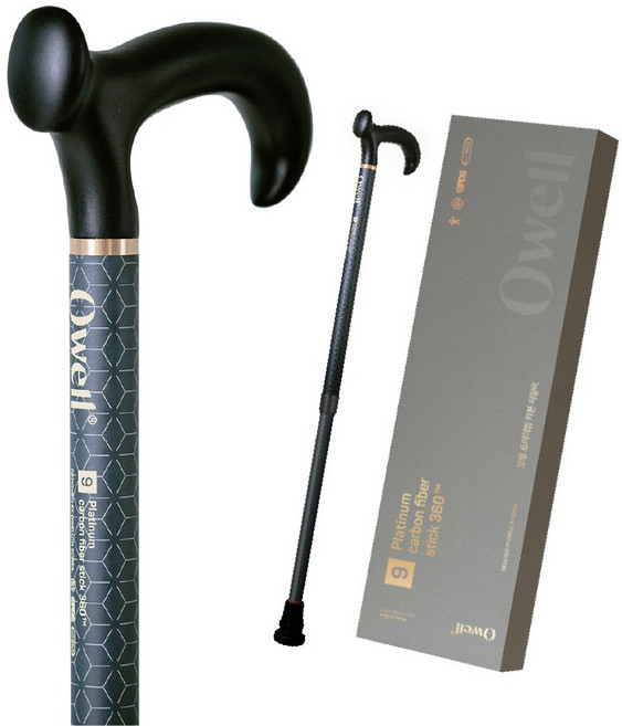 오웰 프리미엄 초경량 카본 지팡이 V9, 새틴 블랙, 1개