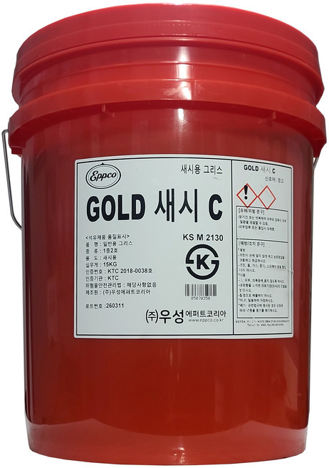 우성 앱코 골드 새시 C 그리스 2 15KG 자동차 새시용 다목적 구리스 말통, 1개
