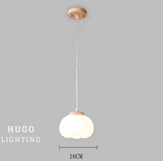 HUGO LIGHTING 棉花雲朵實木吊燈, 單吊燈 線長150cm可調,G9 9W 3000K黃光
