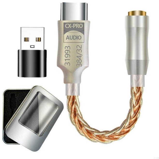 업그레이드 디지털 사운드 앰프 CX31993 칩 타입 C 3.5mm AMP 하이파이 어댑터 32Bit/384kHz 헤드폰 DAC 어댑터, 01 Golden, 01 Golden, 황금