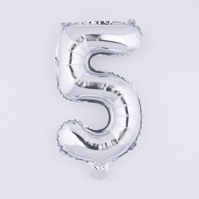 아트포유 은박 파티 숫자풍선 소형 40cm, 1개, 화이트 골드 5