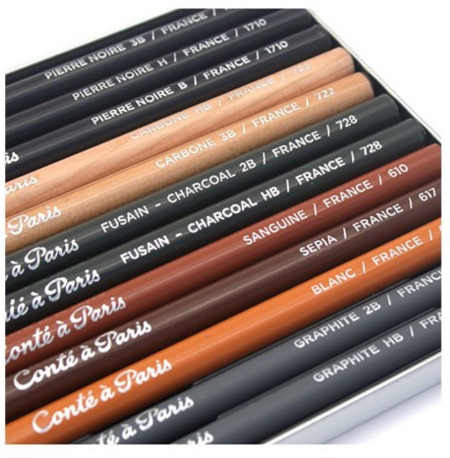 콘테어파리스 프랑스 미술스케칭펜슬 카본 콘테 연필 목탄, 1개, 연필콘테2B