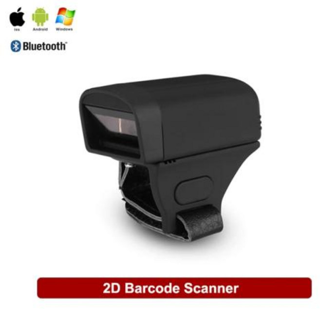 핑거링바코드스캐너 웨어러블 휴대용 블루투스 핑거 링 2D 바코드 리더 IOS 안드로이드호환 윈도우용 스캐너 PDF417 DM QR 코드, 2) 2D Scanner, 1개