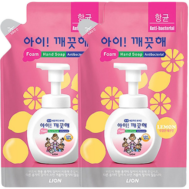 아이깨끗해 핸드워시 리필 레몬향, 200ml, 2개